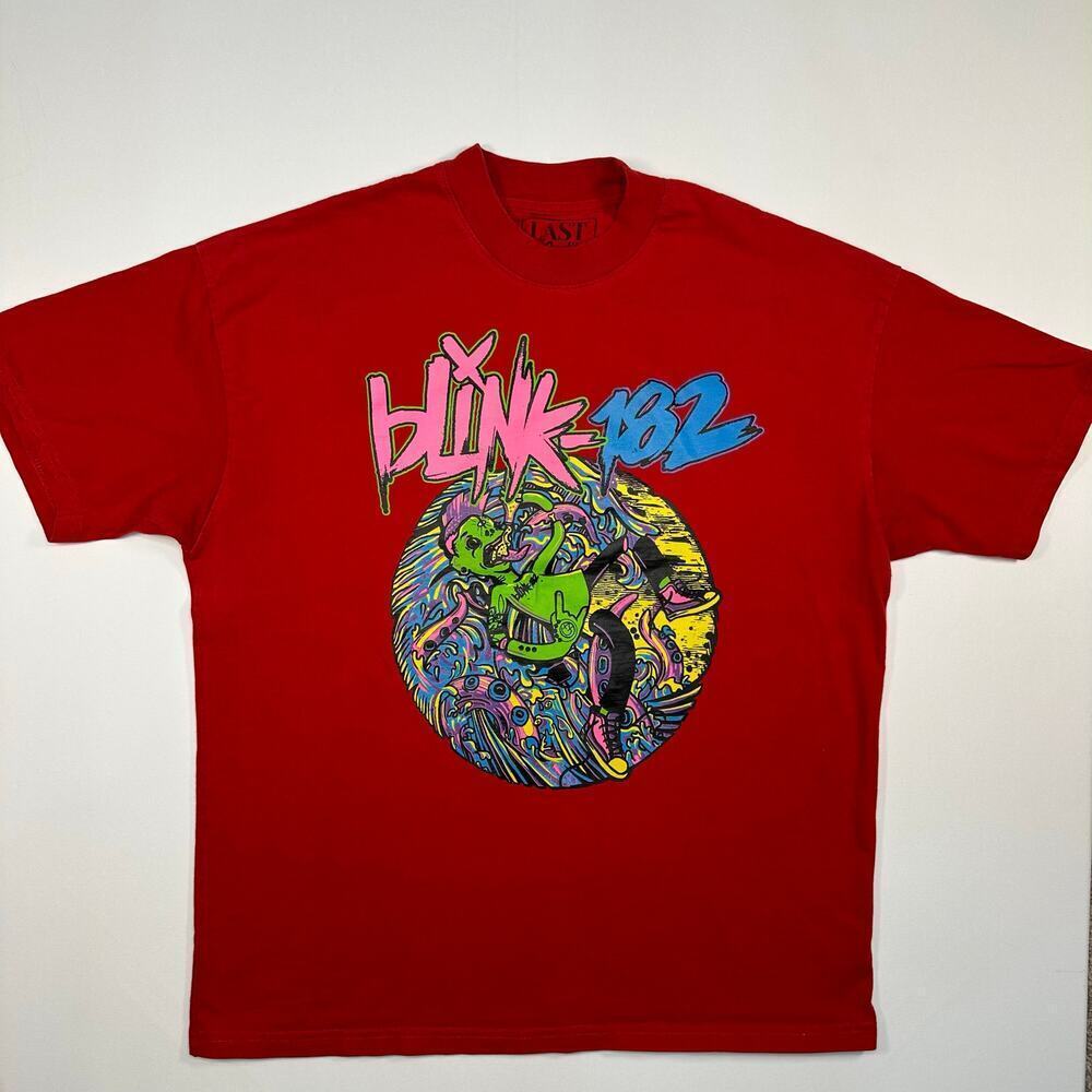 Blink 182 Red Cotton Band Tee with Neon Graphic Size Medium - Picture 1 of 6